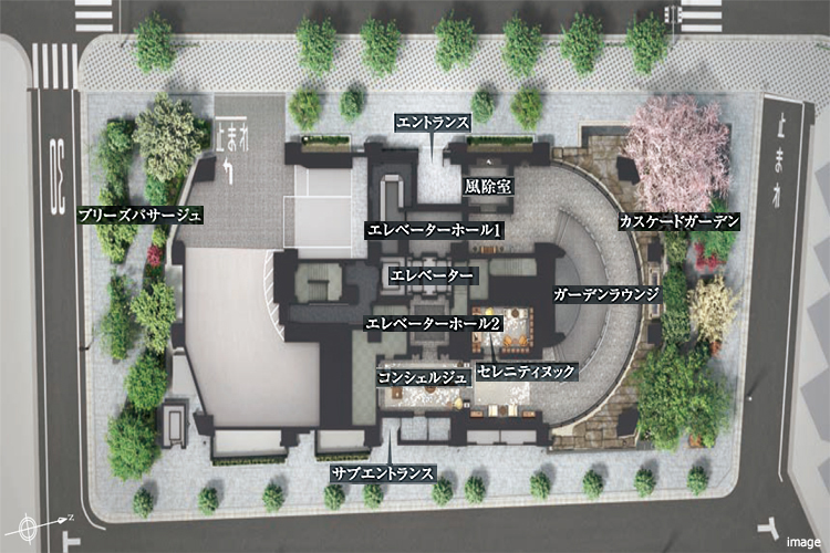 敷地配置イメージイラスト｜ザ・パークハウスグラン三番町26